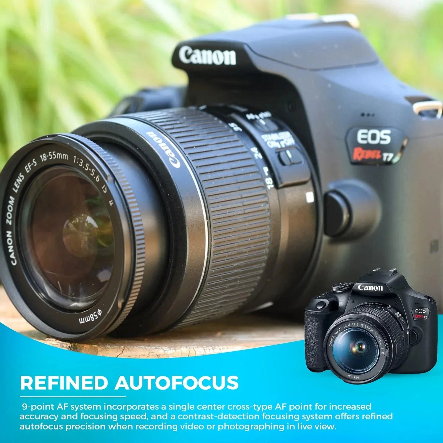 Canon EOS Rebel T7 24.1MP DSLR Camera with EF-S 18-55mm IS II Lens Kit Black