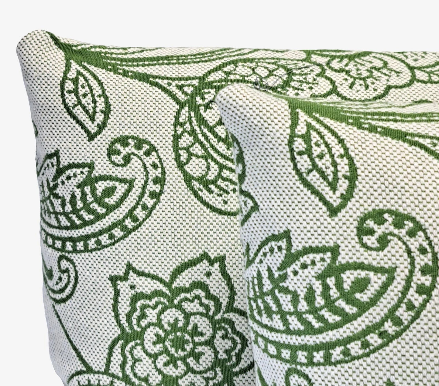 Damask Green Embroidered Botanical 12x20 Throw Pillow Cover Handmade