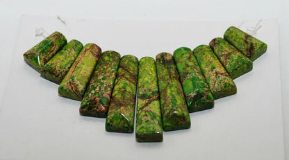 Green Sea Sediment Imperial Jasper Turquoise Cabochon Beads Set 11 PCS Necklace A450