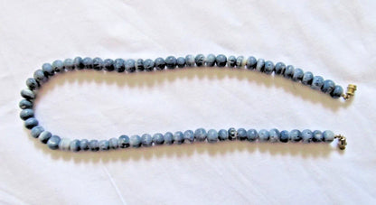 Blue Sponge Coral Round Bead Handmade Necklace 16.5 Inch 65 Beads 5mm