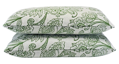Damask Green Embroidered Botanical 12x20 Throw Pillow Cover Handmade